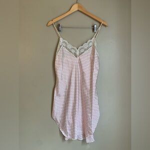 mystique Intimate Affair Silky Heart Print Lingerie Slip Dress medium vintage